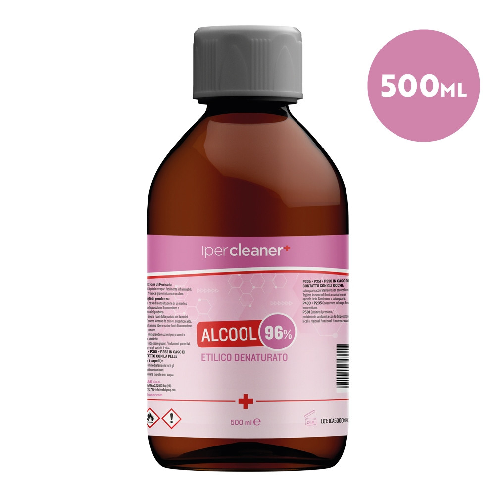 ALCOOL ETILICO DENATURATO 96 IN BOTTIGLIA DA 500ML - IPERCLEANER