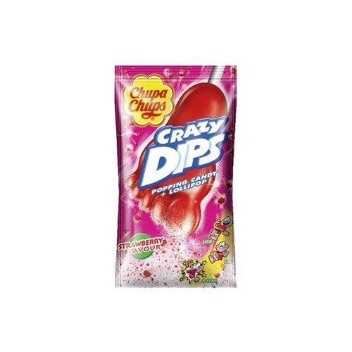 CHUPA CHUPS Crazy Dips - Lecca lecca al gusto fragola con polvere scoppiettante 14 gr