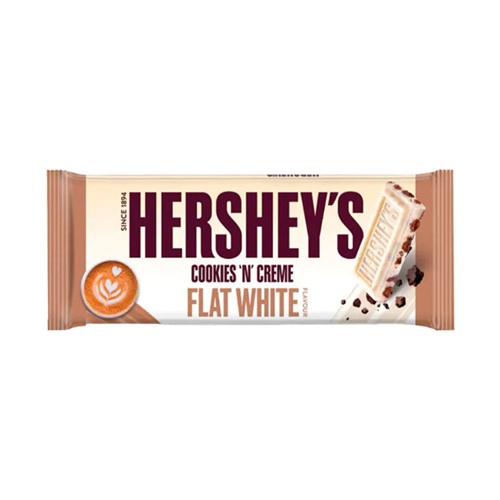 HERSHEY'S Cookies ’n’ Creme Flat White - Tavoletta di cioccolato bianco al caffè con pezzetti di biscotti 90 gr