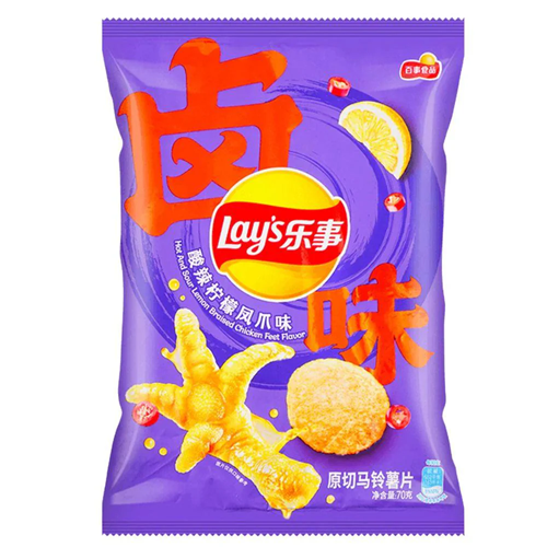 LAY'S Hot and Sour Lemon Braised Chicken Feet - Patatine gusto di zampa di pollo piccante e limone 70 gr