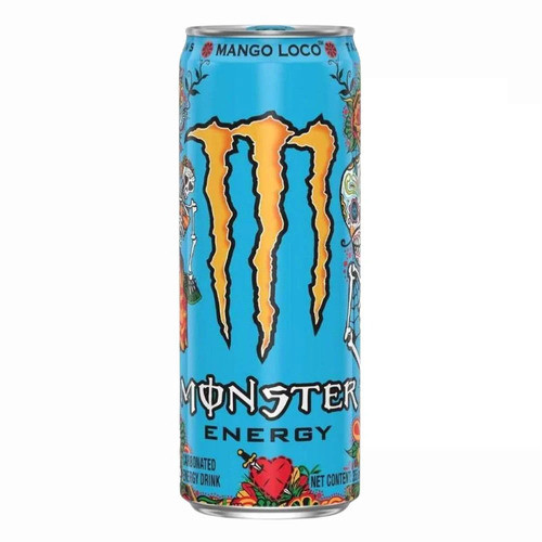 MONSTER Energy Drink Mango Loco CINA - Bevanda Energetica al gusto di frutta esotica e mango 330 ml