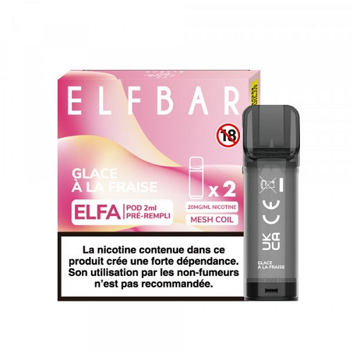 ELF BAR - POD GELATO ALLA FRAGOLA (GLACE À LA FRAISE) 2ML - 2PZ